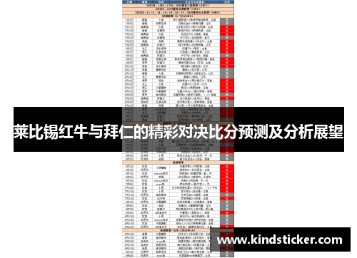 莱比锡红牛与拜仁的精彩对决比分预测及分析展望